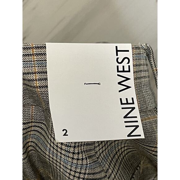 Nine West Pants Womens 2 Brown Plaid Straight High Rise Trousers Career Office - Picture 12 of 14